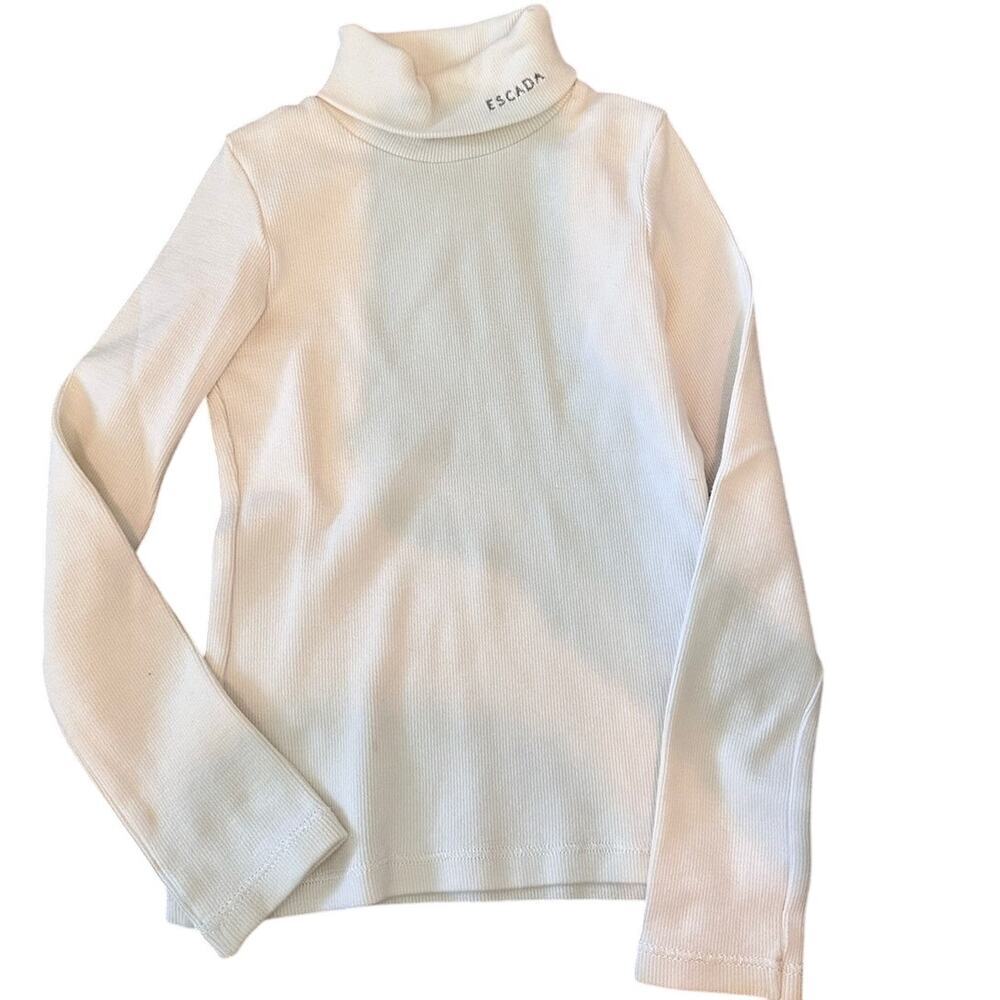 ESCADA Kids Girls White Cotton Blended Long Sleeves Turtleneck Sweater Size 8